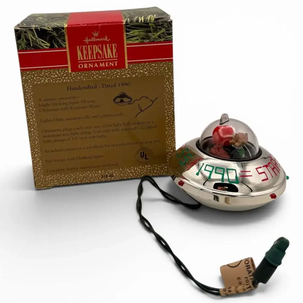 1990 Hallmark Keepsake Ornament Starship Christmas with Magic Blinking Lights
